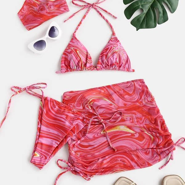 Wholesale Tie Dye Dress Three-Piece Set Swimwear